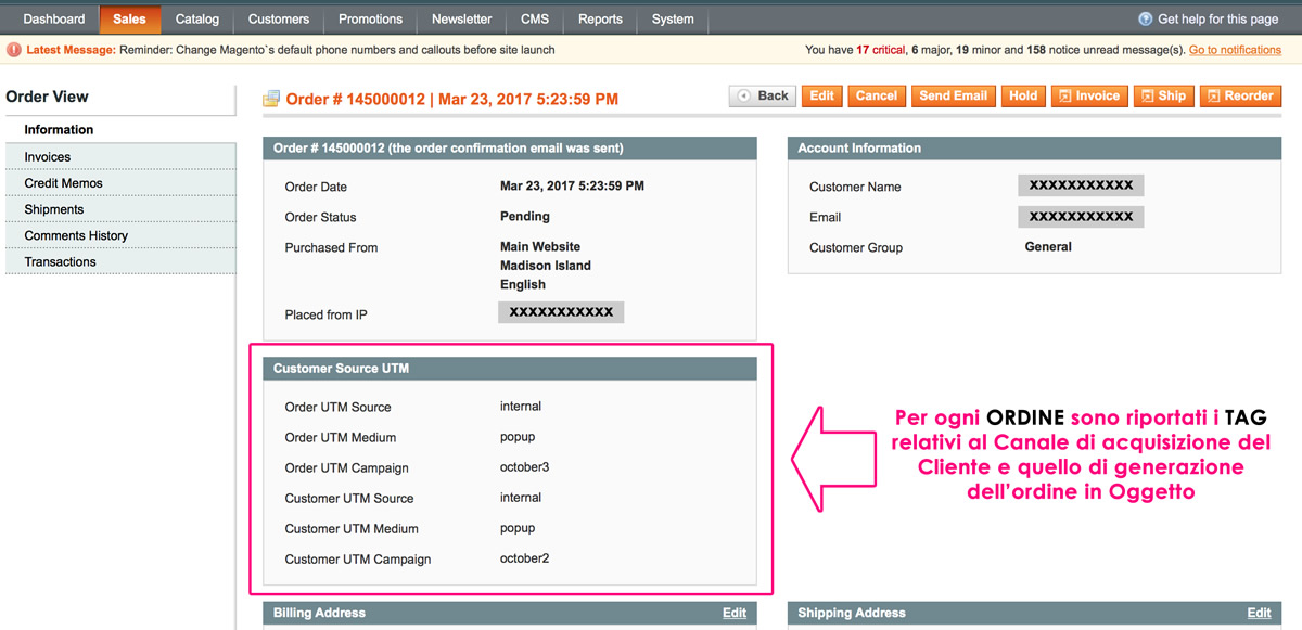 TAG Tracking Ordine Magento Campagna PPC