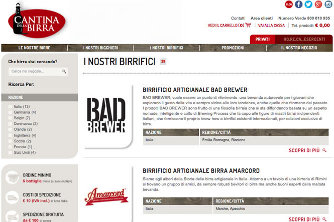 CantinadellaBirra.it Ecommerce magento StudioZeroPixel